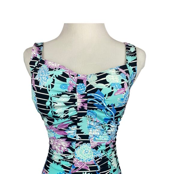 Sunseeker Womens D cup Underwire One Piece Blue Floral Swimsuit USA Size 8 - Picture 8 of 9